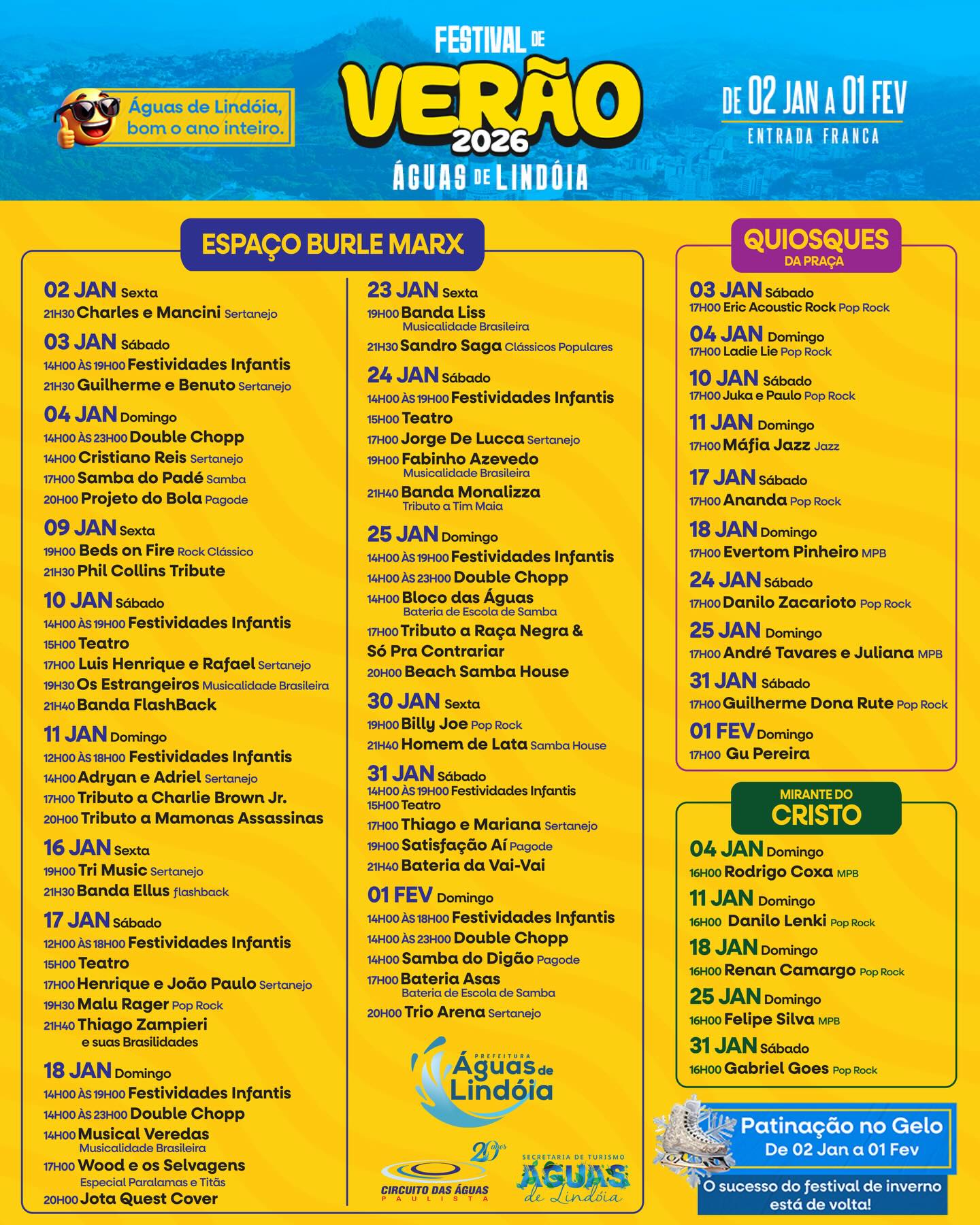 Águas de Lindóia -  Festival de Verão! Programação completa para todas as idades!