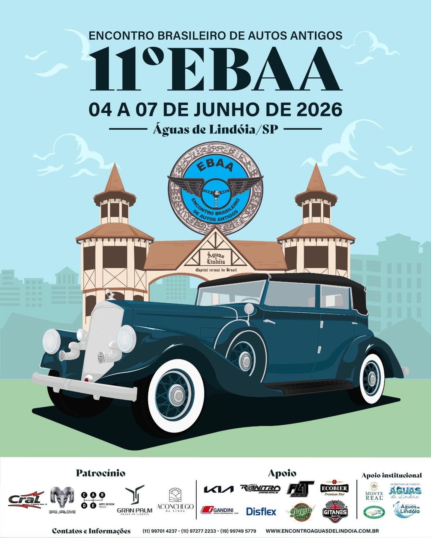 Aguas de Lindóia - 11º Encontro Brasileiro de Autos Anigos de 04 a 07 de Junho de 2026